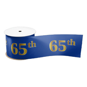 Imitat/nachgemachte Gold"65." Ereignis-Zahl (blau) Satinband