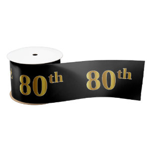 Imitat/nachgemachte Gold"80." Ereignis-Zahl Satinband