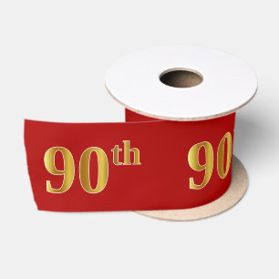 Imitat/nachgemachte Goldblick-"90." Ereignis-Zahl Satinband