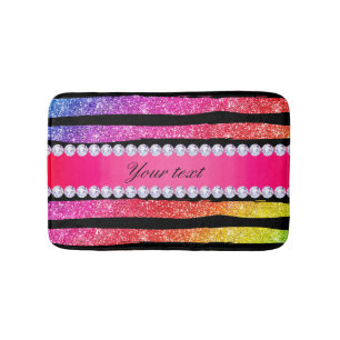 Imitat Regenbogen Neon Glitzer Streifen Diamanten Badematte
