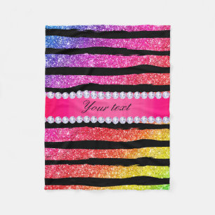 Imitat-Regenbogen-NeonGlitzer Stripes Fleecedecke