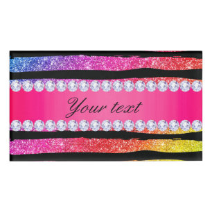 Imitat-Regenbogen-NeonGlitzer Stripes Namenschild