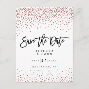 Imitat-Rosen-Goldconfetti, der Save the Date Karte