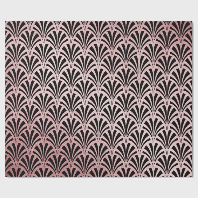 Imitat-Rosen-Goldfolie auf schwarzem bezauberndem Geschenkpapier (Flach)