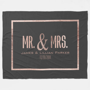 Imitat-Rosen-Goldherr und Frau Monogram Wedding Fleecedecke