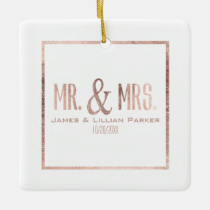 Imitat-Rosen-Goldherr und Frau Monogram Wedding Keramikornament