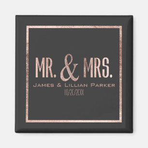 Imitat-Rosen-Goldherr und Frau Monogram Wedding Magnet