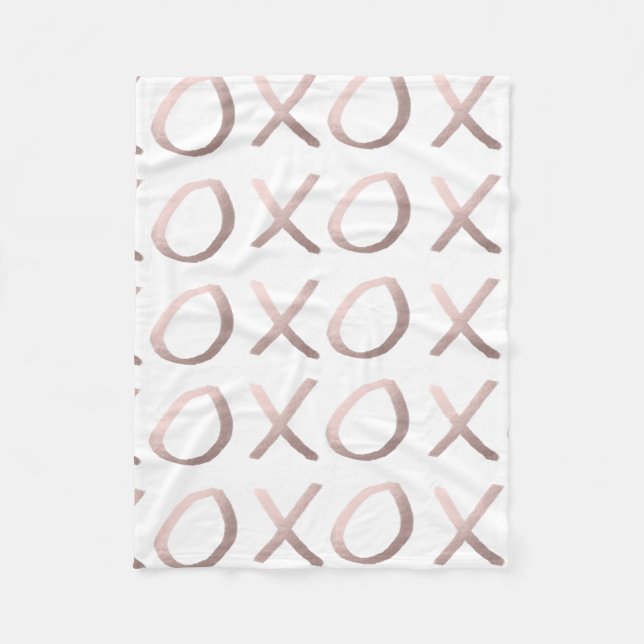 Imitat-Rosen-Goldtypographie umarmt und küsst xoxo Fleecedecke (Vorderseite)