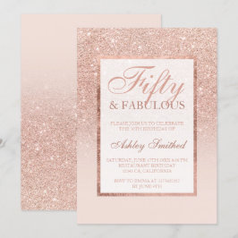 Imitat-RosengoldGlitter eleganter Chic 50 Einladung