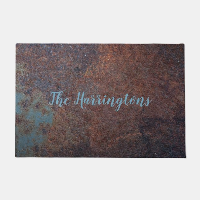 Imitat Rusty Metall-individuelle Name-Türmatten Fußmatte (Vorderseite)