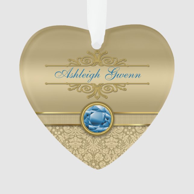 Imitat-Saphir-blauer Edelstein-metallischer Ornament (Vorderseite)