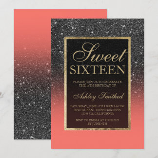 Imitat schwärzt Glittergoldeleganten korallenroten Einladung