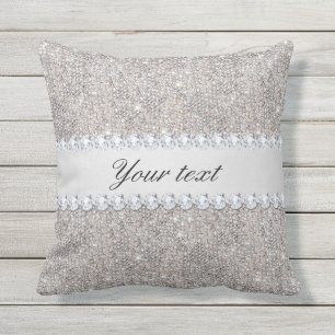 Imitat-silberne Sequins und Diamanten Kissen