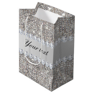 Imitat-silberne Sequins und Diamanten Mittlere Geschenktüte