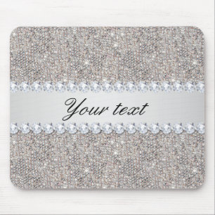 Imitat-silberne Sequins und Diamanten Mousepad
