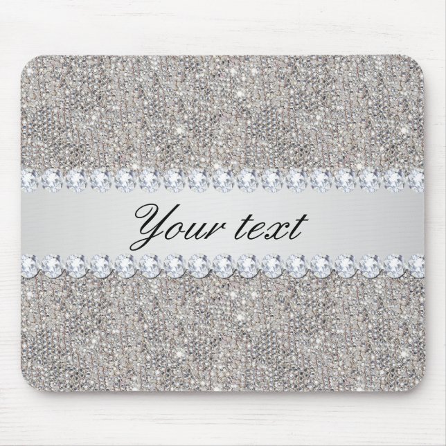 Imitat-silberne Sequins und Diamanten Mousepad (Vorne)