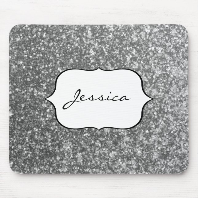 Imitat-silberner Glitzer-Glamour-Girly Mousepad (Vorne)
