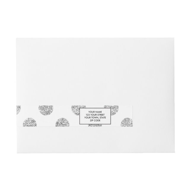 Imitat-silbernes Glitzer-Polka-Punkt-Muster auf Rundum-Adressaufkleber (Vorderseite)