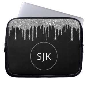 Imitat Silver Driving Glitzer Sparkle Monogramm Laptopschutzhülle