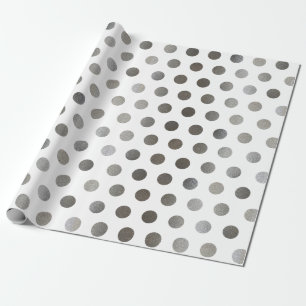 Imitat Silver Glitzer & White Medium Polka Dot Geschenkpapier