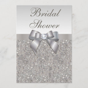 Imitat Silver Sequins und Bow Brautparty Einladung