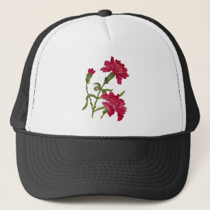 Imitat stickte rote Gartennelken Truckerkappe