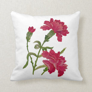 Imitat stickte rotes Gartennelken-Kissen Kissen