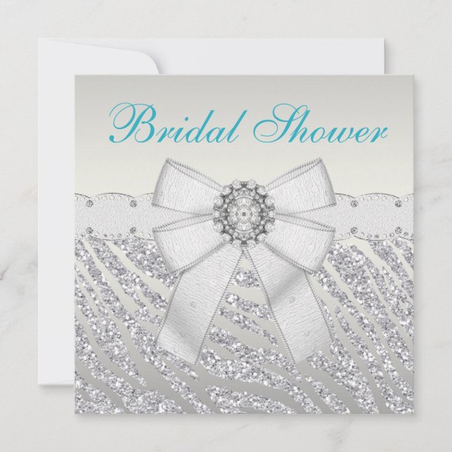 Imitat-Stripes silberner GlitzerZebra Brautparty Einladung (Vorderseite)