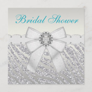 Imitat-Stripes silberner GlitzerZebra Brautparty Einladung