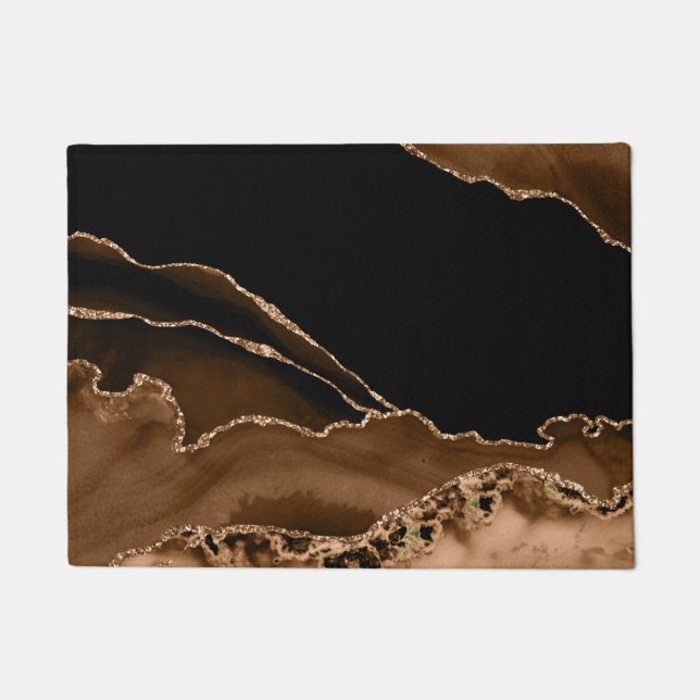 Imitat Wüstenbraun Marmor Agate Zeitgenössischer S Fußmatte (Vorderseite)