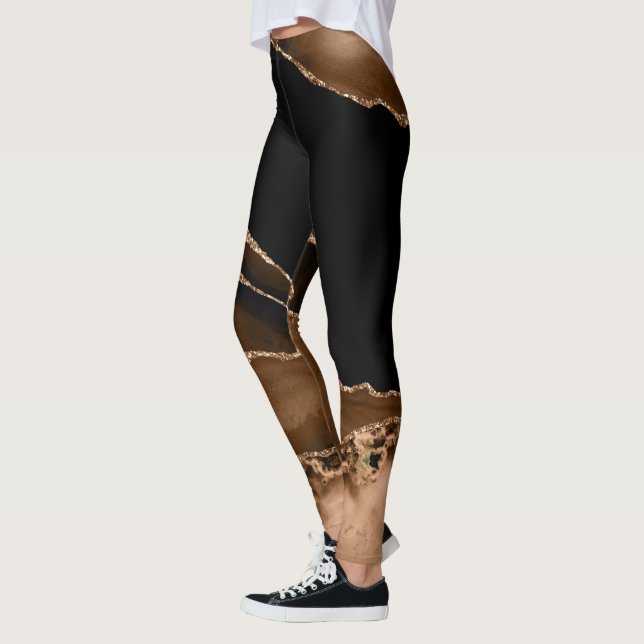 Imitat Wüstenbraun Marmor Agate Zeitgenössischer S Leggings (Links)