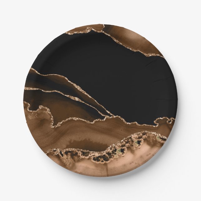Imitat Wüstenbraun Marmor Agate Zeitgenössischer S Pappteller (Vorderseite)