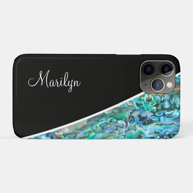 Imitate Abalone Paua Muschel Monogram Style Case-Mate iPhone Hülle (Rückseite (Horizontal))