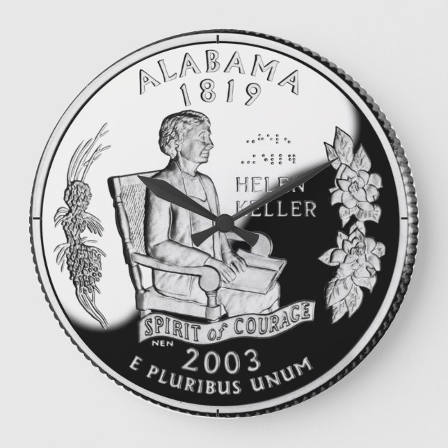 Imitate Alabama Staat Quarter Spirit of Courage Große Wanduhr (Vorderseite)