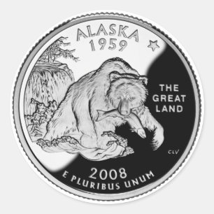 Imitate Alaska Staat Quarter The Great Land Grizzy Runder Aufkleber