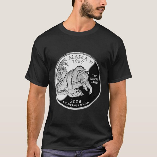 Imitate Alaska Staat Quarter The Great Land Grizzy T-Shirt (Vorderseite)