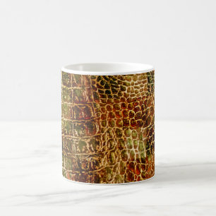 Imitate Alligator Animal Skin Leather Red Brown Kaffeetasse