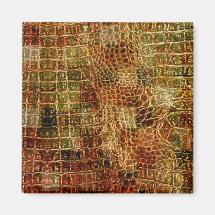 Imitate Alligator Animal Skin Leather Red Brown Magnet