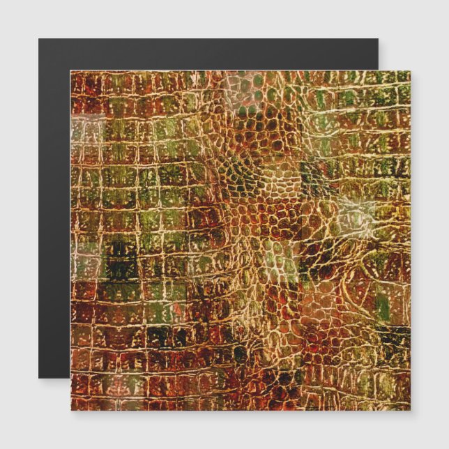 Imitate Alligator Animal Skin Leather Red Brown Magnetkarte (Vorne/Hinten)