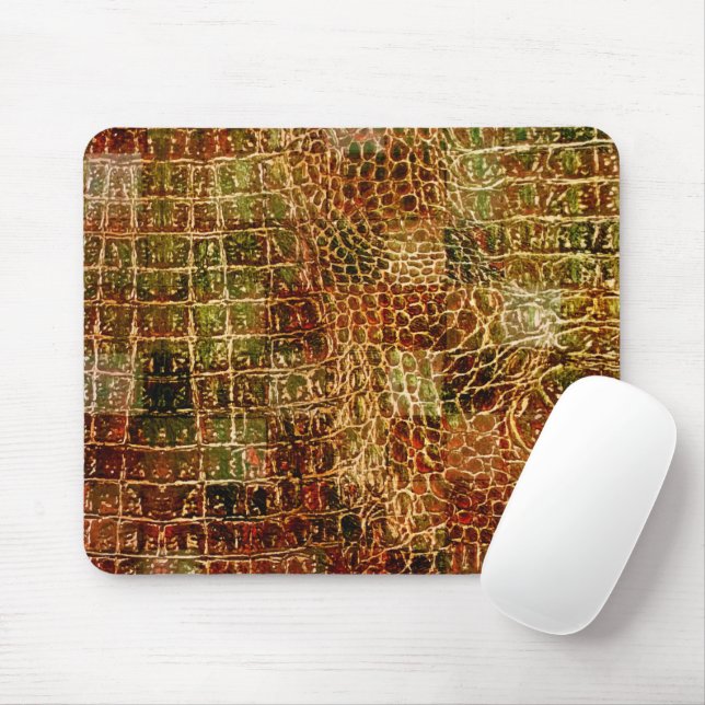 Imitate Alligator Animal Skin Leather Red Brown Mousepad (Mit Mouse)