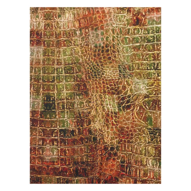 Imitate Alligator Animal Skin Leather Red Brown Tischdecke (Vorderseite)