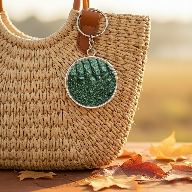 Imitate Alligator Leather Print Schlüsselanhänger (Green Alligator Skin Texture Keychain)