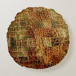 Imitate Alligator Tierhautleder Rotes Brot Rundes Kissen