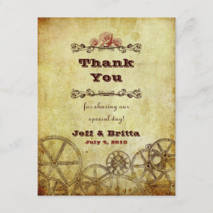 Imitate Antique Gold Viktorianisch Steampunk Hochz Dankeskarte