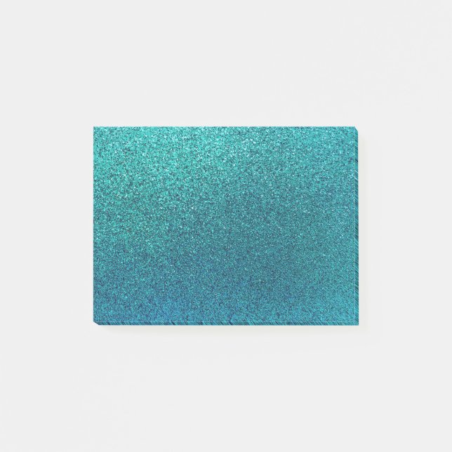 Imitate Aqua Aquamarin Türkis Blauer Glitzer Hinte Post-it Klebezettel (Vorderseite)