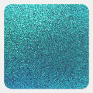 Imitate Aqua Aquamarin Türkis Blauer Glitzer Hinte Quadratischer Aufkleber