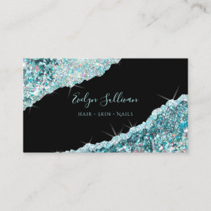 Imitate Aquamarin Glitzer Sequin Business Card Visitenkarte