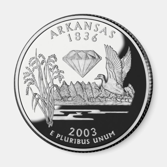 Imitate Arkansas Staat Quarter Krater von Diamonds Magnet (Vorne)