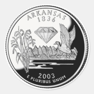 Imitate Arkansas Staat Quarter Krater von Diamonds Runder Aufkleber