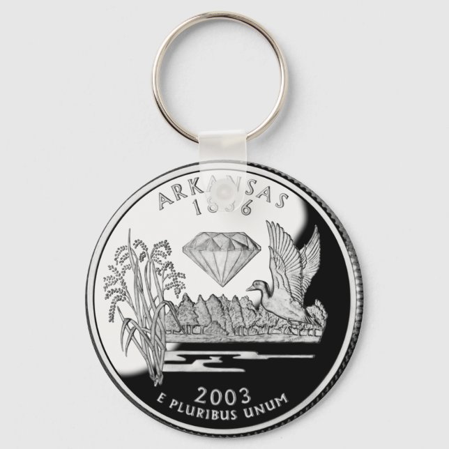 Imitate Arkansas Staat Quarter Krater von Diamonds Schlüsselanhänger (Vorderseite)